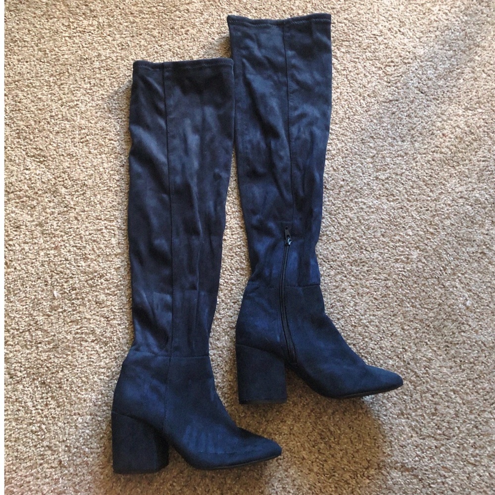 Aldo Blue Velour Knee High Boots Size 5